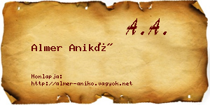 Almer Anikó névjegykártya